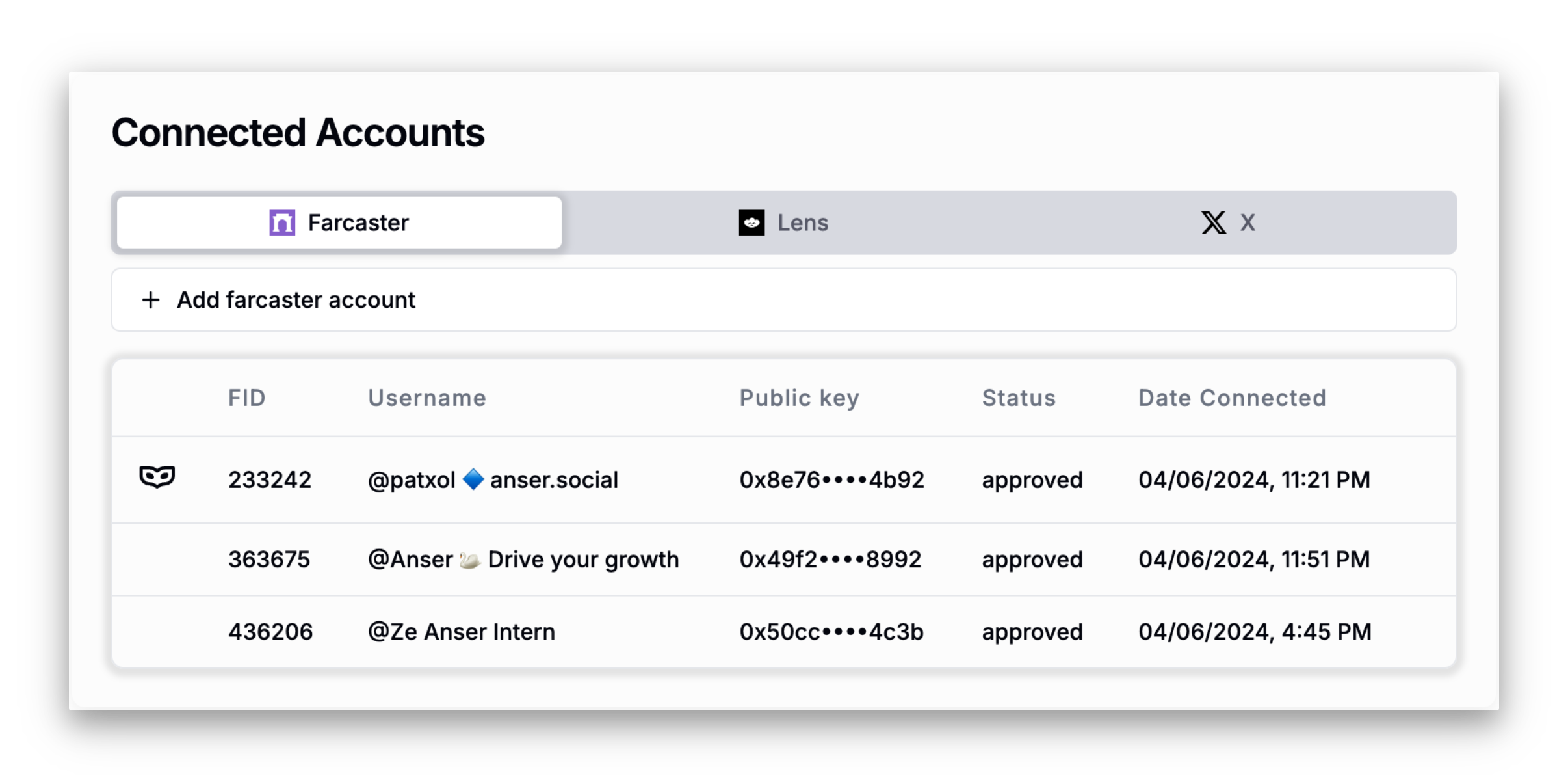 Account management feature